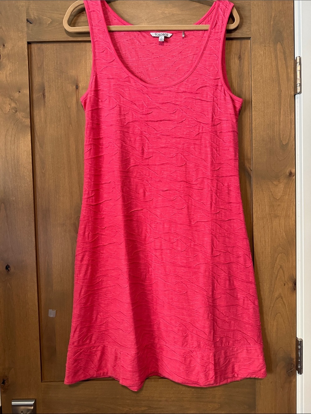 Toad & Co Samba Wave Tank Dress Womens L Coral Textured organic Cotton Gorpcore